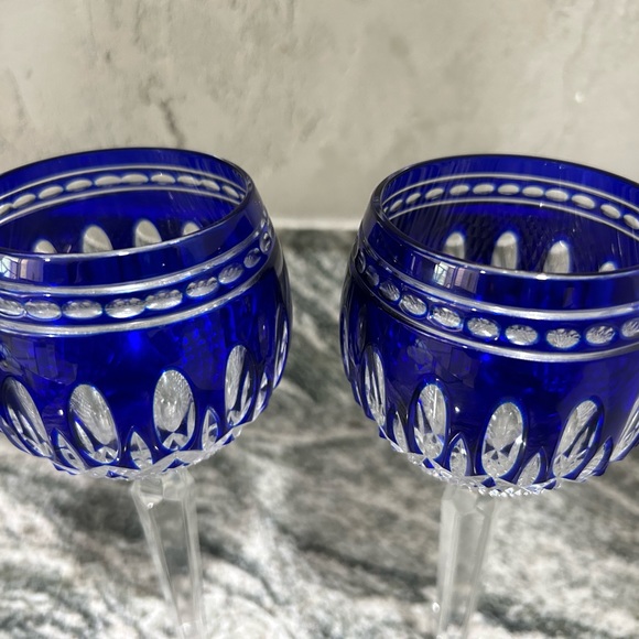 Waterford Clarendon, cobalt wine hock pair. Like new, never used! - Picture 2 of 4